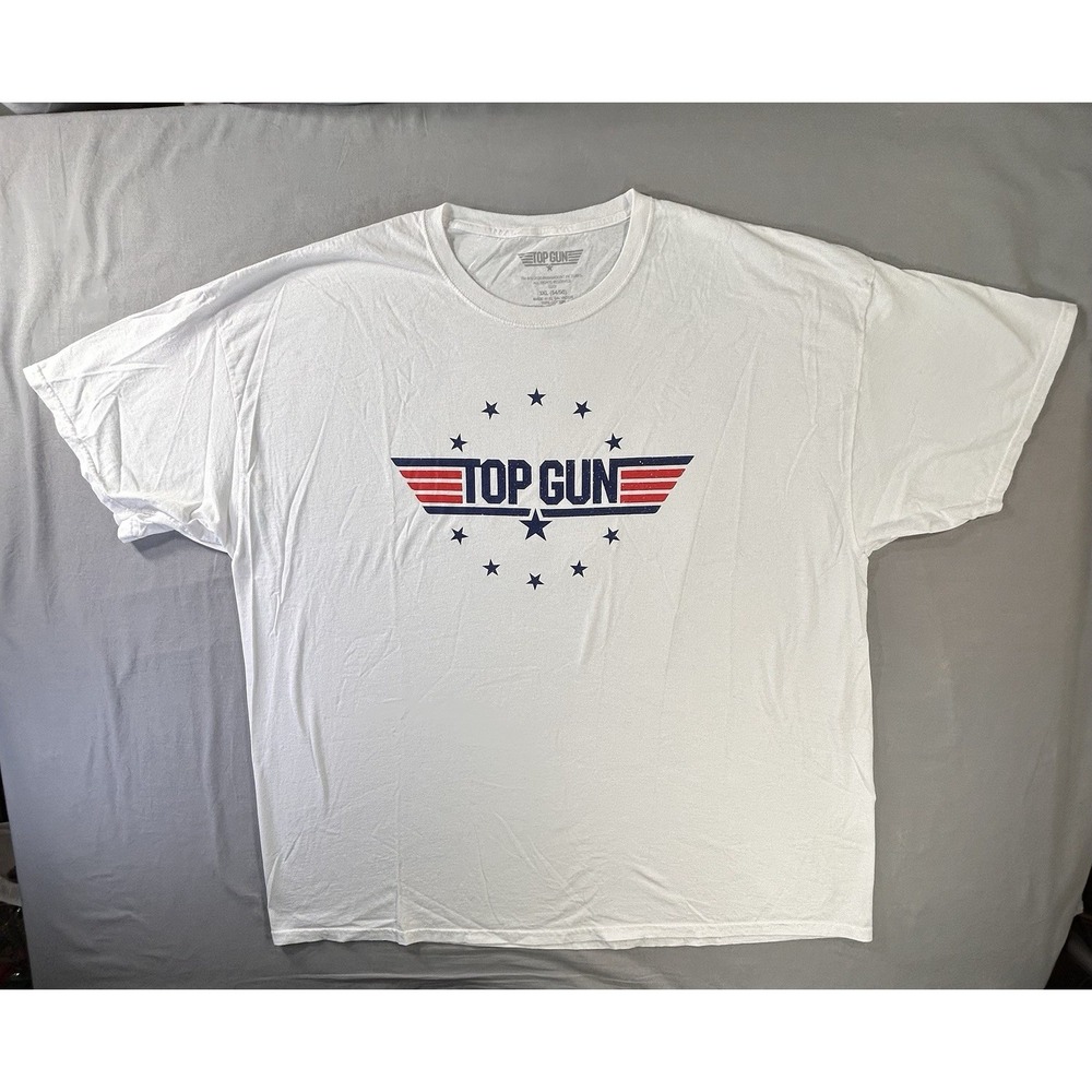 Top Gun Classic Movie Logo Men's 3XL Short Sleeve White‎ Shirt